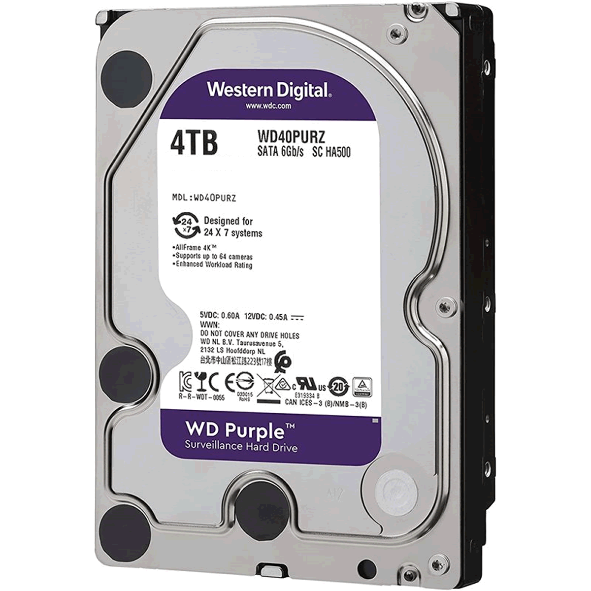 DISCO DURO INTERNO WD 4TB 3.5 PURPLE SATA 256MB WD42PURZ