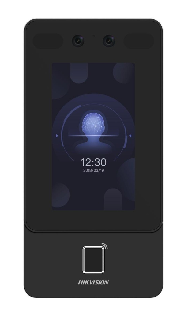 CONTROL DE ACCESO HIKVISION CON RECONOCIMIENTO FACIAL, POE ESTÁNDAR, PANTALLA TÁCTIL LCD DE 4,3, 2 MPX, LECTURA DE TARJETAS MIFARE INCORPORADO, AUDIO BIDIRECCIONAL, TCP/IP, WIFI, ISAPI, ISUP5, RECONOCIMIENTO 0,3 MTS A 1,5 MTS, 1500 CARAS 3000 TARJETAS Y 150.000 EVENTOS,  RS-485, WIEGAND, 12 VDC/1 A, IP65