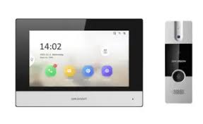 KIT DE VIDEOPORTERO HIKVISION, HÍBRIDO, FRENTE CON CÁMARA, PANTALLA INTERIOR TOUCH DE 7 TCP IP O WIFI, APP, 12 VDC O POE