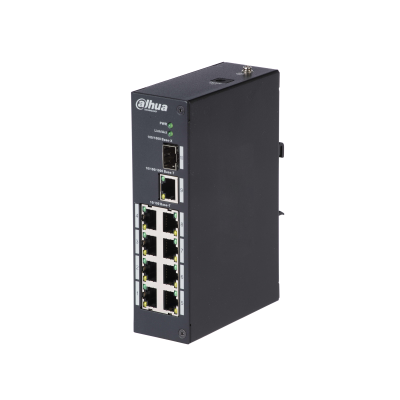 SWITCH POE INDISTRIAL DAHUA PARA BARRIOS 8 PUERTOS CON SFP