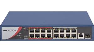SWITCH NO ADMINISTRABLE HIKVISION 16 PUERTOS, 1 UPLINK RJ45, 1 UPLINK SFP, POE BUDGET 135W
