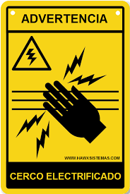 Cartel de advertencia para cercas electrificadas