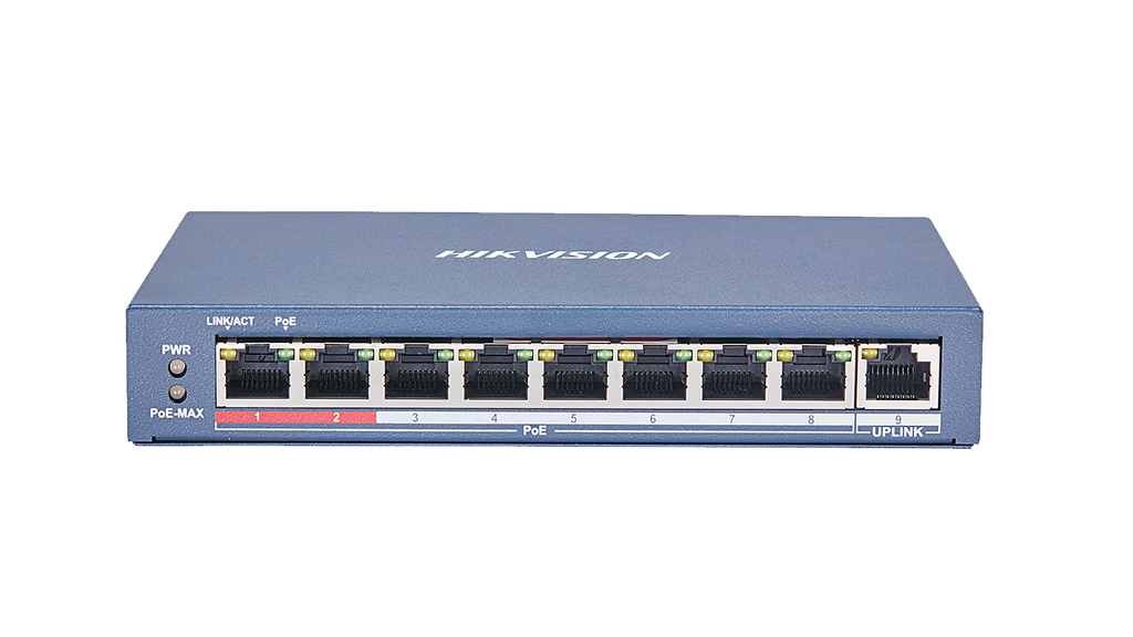 Switch PoE de 8 puertos 10/100 Mbps, más un puerto 100 Mbps (RJ-45), no administrable, 123w max