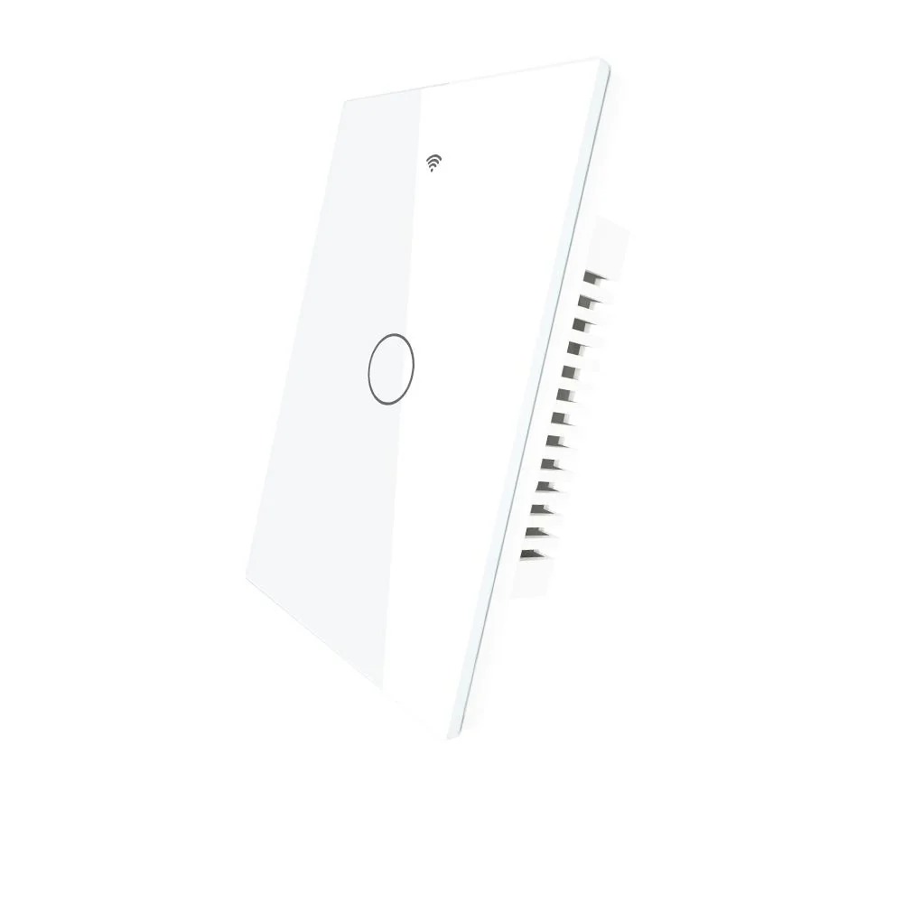 Tecla Smart WIFI de 1 canal. Vivo solo. Color Blanco. Tecla touch. Panel de vidrio