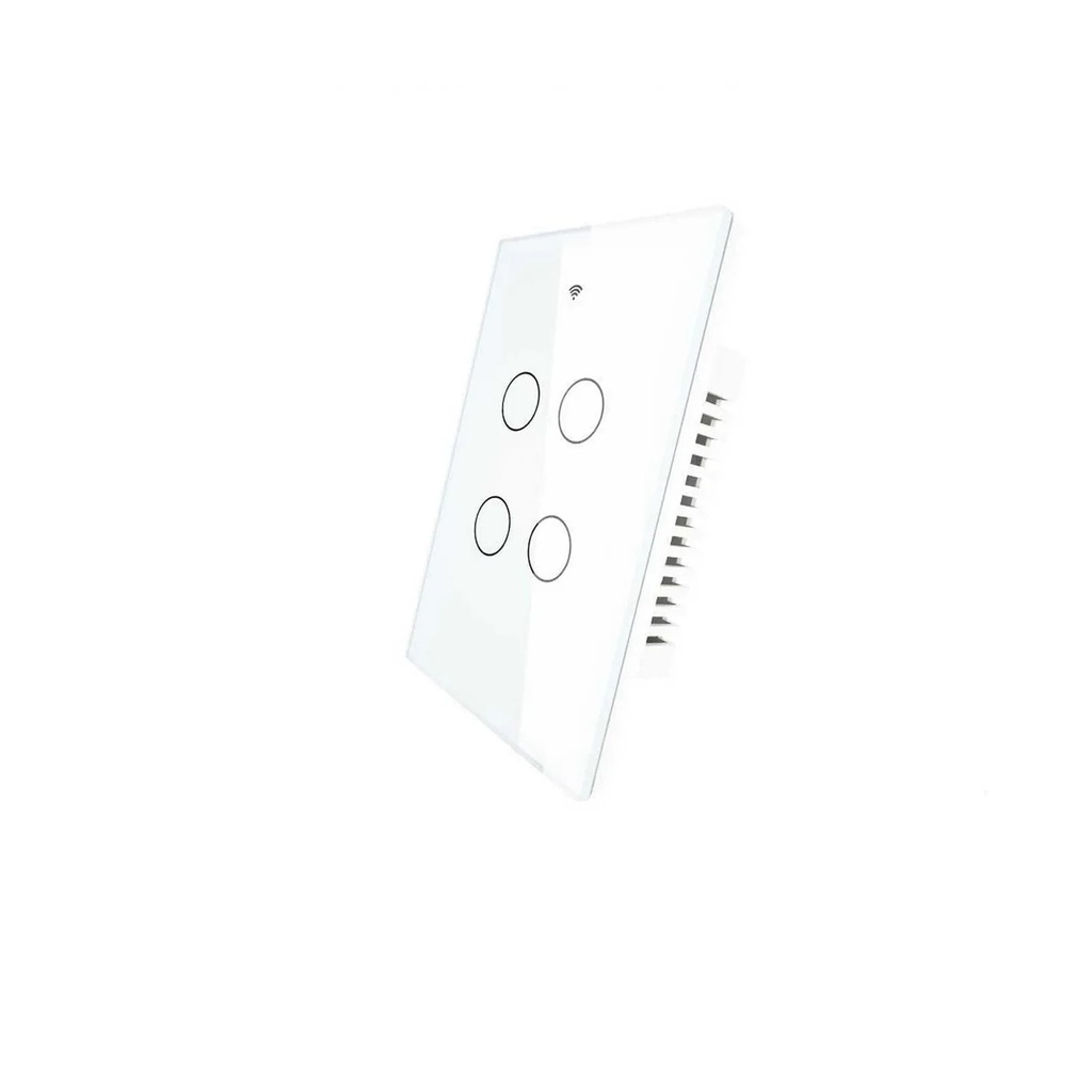 Tecla Smart WIFI de 4 canales. Vivo solo. Color Blanco. Tecla touch. Panel de vidrio