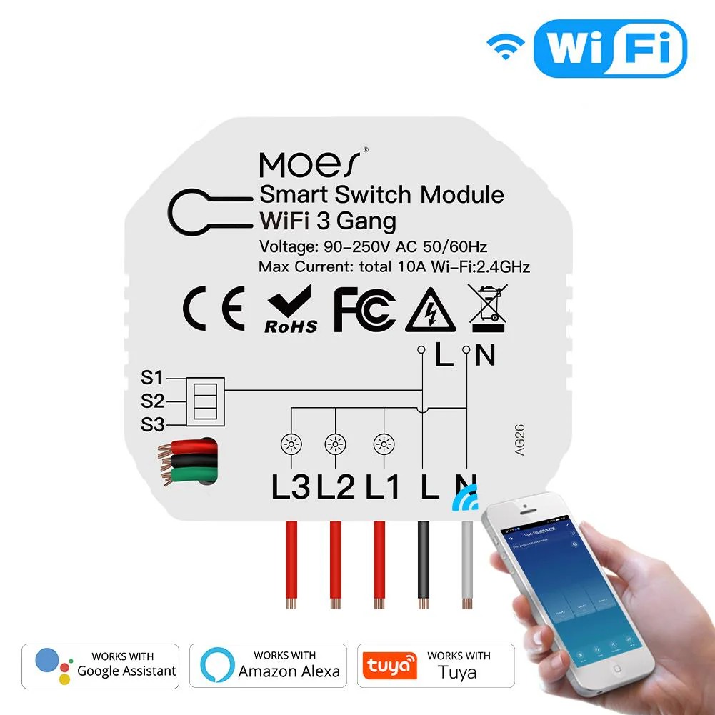 Mini Switch WIFI. Max 10A, 4 Canales