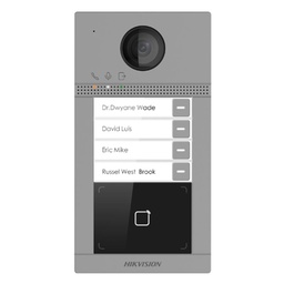 [DS-KV8413-WME1] FRENTE DE PORTERIA HIKVISION, CAMARA 2MP, ACCESO A LA ESTACION INTERIOR DE 1 CANAL, WI-FI ,POE ESTANDAR / 12 VDC,MODULO DE LECTURA DE TARJETAS MIFARE,RS-485, ENTRADA DE ALARMA DE 4 CANALES, 2 RELES PARA CONTROL DE BLOQUEO DE PUERTA, IP65