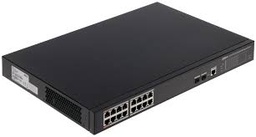 [﻿PFS4218-16GT-240﻿] SWITCH DAHUA POE ADMINISTRABLE DE RED DE CAPA 2, 16 PUERTOS POE, 2 PUERTO BASE-X, TRANSMISIÓN POE A LARGA DISTANCIA, ADMITE HI-POE