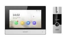 [DS-KIS302-P] KIT DE VIDEOPORTERO HIKVISION, HÍBRIDO, FRENTE CON CÁMARA, PANTALLA INTERIOR TOUCH DE 7 TCP IP O WIFI, APP, 12 VDC O POE