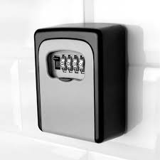 [SEG004] ﻿Caja de seguridad exterior Barovo, aluminio, 3,8 cm × 8,7 cm × 12 cm, combinación de 4 dígitos, no incluye llave﻿