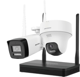[NKS422W02H] Kit IP Inalámbrico Hikvision Easy link 2 Mpx, NVS 4 Canales, 1 bullet exterior, 1 domo Interior con Lente 2.8 mm y Dual Light, Audio Bidireccional