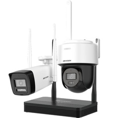 [NKS424W03H] Kit IP Inalámbrico Hikvision Easy link 4 Mpx, NVS 4 Canales, 1 bullet exterior, 1 domo PT Dual Light, Audio Bidireccional